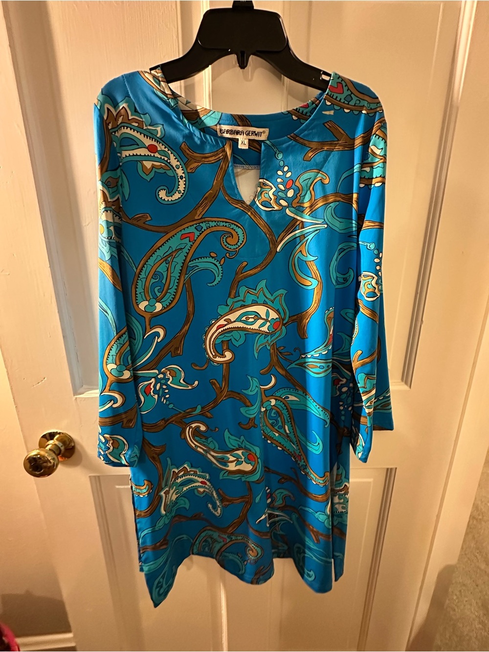 Barbara Gerwit Turquoise Paisley Shift Dress